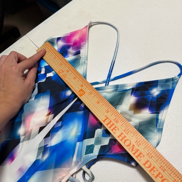 Milly Veracruz One Piece Swimsuit Side Cutouts Blue Abstract Print Large G - Picture 11 of 11